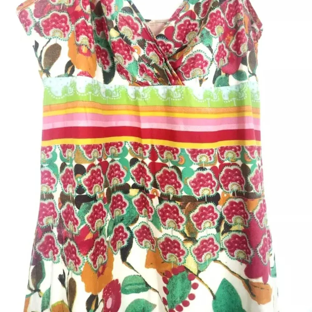 Rare DESIGUAL Swing Farm Rio Flowers Maxi Long Dress V-neck Floral Zebra Print M - Picture 12 of 16